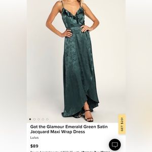 Satin Emerald Wrap Dress!